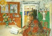 Carl Larsson karin laser-karin lasande-karin med rod schal china oil painting artist